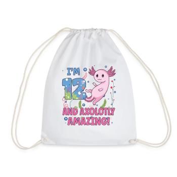 I'm 12 Sweet Axolotl 12th Birthday Gift - Drawstring Bag - white - Front