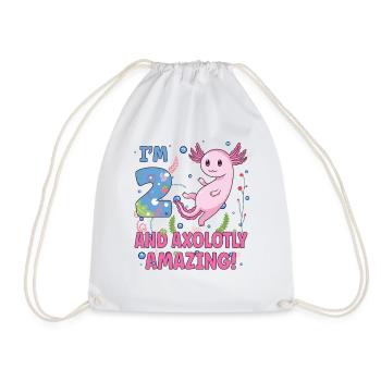 I'm 2 sweet axolotl 2nd birthday gift - Drawstring Bag - white - Front