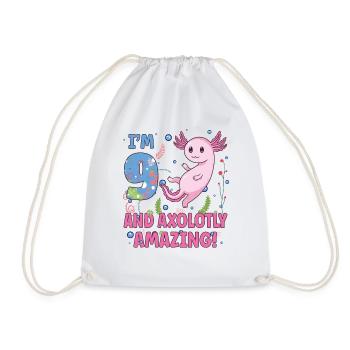 I'm 9 Sweet Axolotl 9th Birthday Gift - Drawstring Bag - white - Front