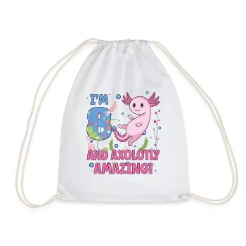 I'm 8 Sweet Axolotl 8th Birthday Gift - Drawstring Bag - white - Front