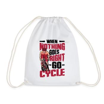 When Nothing Goes Right, Go Cycle, Cycling. - Drawstring Bag - white - Front