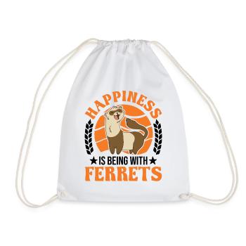 Happiness is being with Ferrets Frettchen - Turnbeutel - Weiß - Vorne