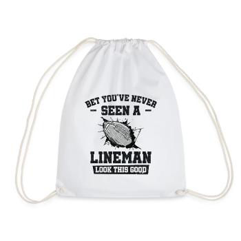 Football Lineman Life Funny Good Looking Player - Drawstring Bag - white - Front