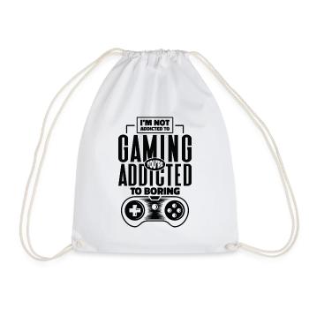 Gaming Addiction Gamer Playing Videogame - Drawstring Bag - white - Front