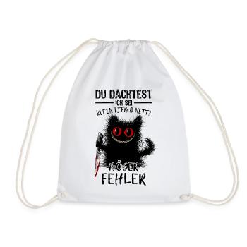 Böser Fehler Grinsekatze Verrückte Katze Messer - Turnbeutel - Weiß - Vorne