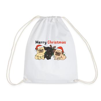 Carlin Noël Animaux mignons Chiens Joyeux Noël - Sac de sport léger - blanc - Devant