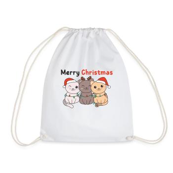 Chat Noël Animaux mignons chats Joyeux Noël - Sac de sport léger - blanc - Devant