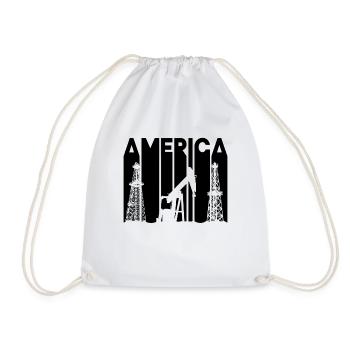 Oilfield Worker America Oil Rig Worker Arbeiter - Drawstring Bag - white - Front