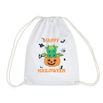 Dragon in Pumpkin Cute Dragons Happy Halloween - Drawstring Bag - white - Front