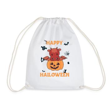 Dragon in Pumpkin Cute Dragons Happy Halloween - Drawstring Bag - white - Front