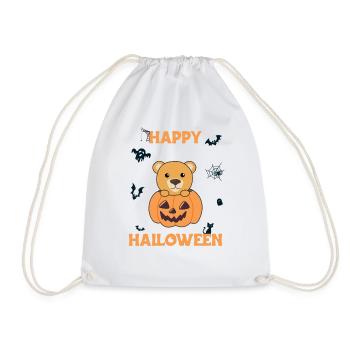 Bear in pumpkin cute bears Happy Halloween - Drawstring Bag - white - Front