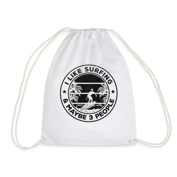Surfeur - J’aime le surf et peut-être 3 personnes - - Sac de sport léger - blanc - Devant