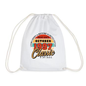 Retro 25 Years October 1997 Birthday Vintage Bday - Drawstring Bag - white - Front