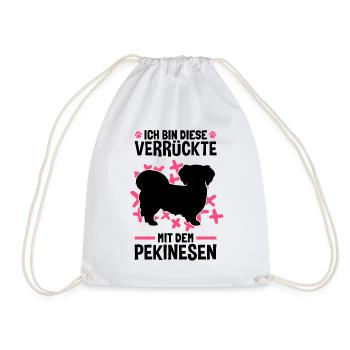 Verrückte mit Pekinese Peking-Palasthund - Turnbeutel - Weiß - Vorne