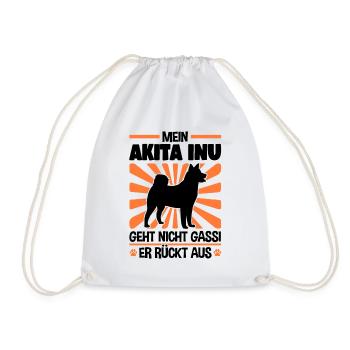 Akita Inu Gassi gehen japanischer Spitz - Turnbeutel - Weiß - Vorne