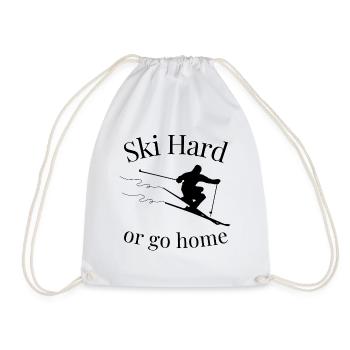 Ski Hard or go home - Skiing Winter Sports - Drawstring Bag - white - Front
