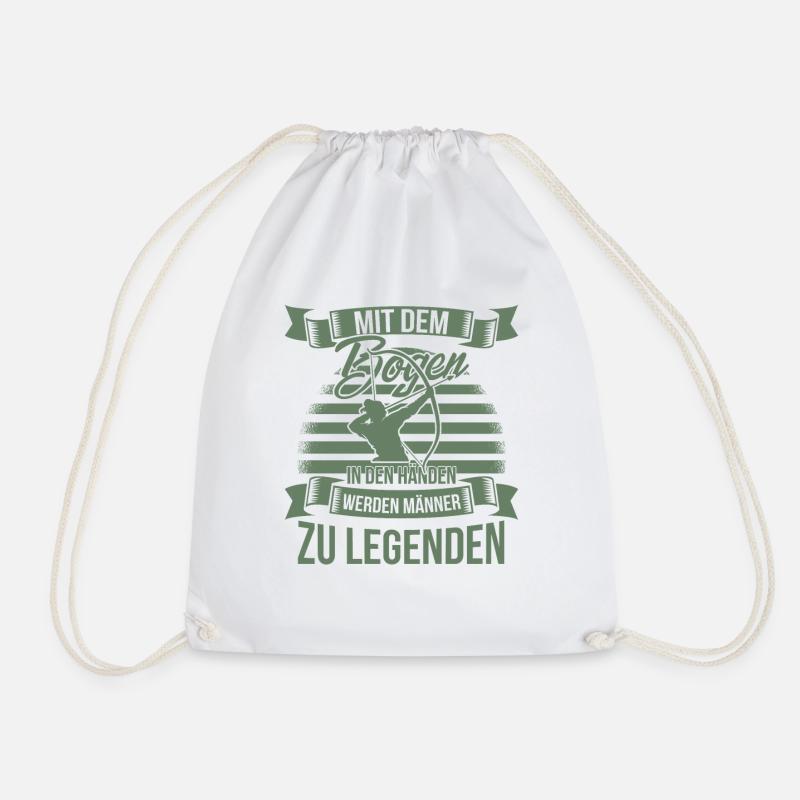 Bogenschiessen mit dem Bogen in den Händen - Turnbeutel - Weiß