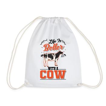 Life is better with a Cow Cattle Breeder Cows Cow - Drawstring Bag - white - Front