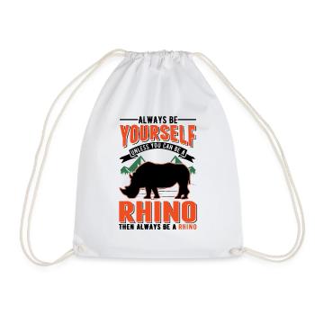 Nashorn Rhino Rhinozeros - Turnbeutel - Weiß - Vorne