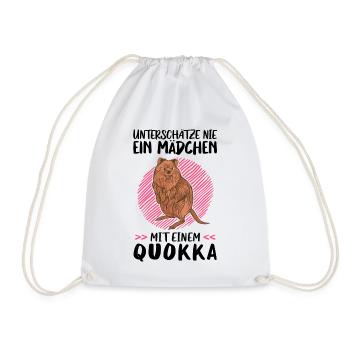 Mädchen mit Quokka australisches Beuteltier - Turnbeutel - Weiß - Vorne