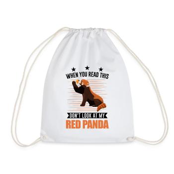 Red Panda Gift Cat Bear Red Panda - Drawstring Bag - white - Front