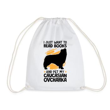 Caresser et lire Ovcharka chien caucasien - Sac de sport léger - blanc - Devant