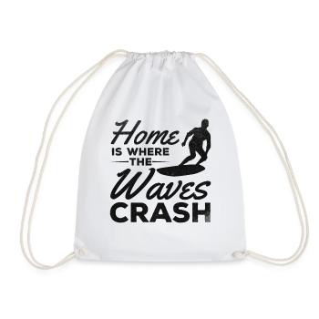 Surfer Home Is Where The Waves Crash - Turnbeutel - Weiß - Vorne