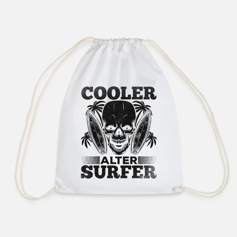 Surfing Cool Old Surfer - Turnbeutel - Weiß