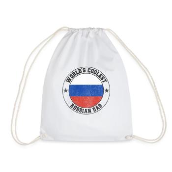 Worlds coolest russian dad - Drawstring Bag - white - Front