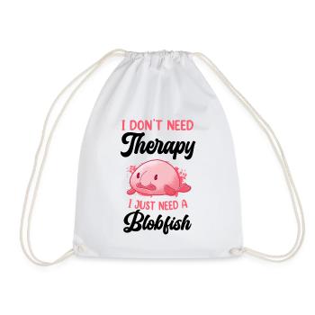 Blobfish does not need therapy of funny blobfisc - Drawstring Bag - white - Front