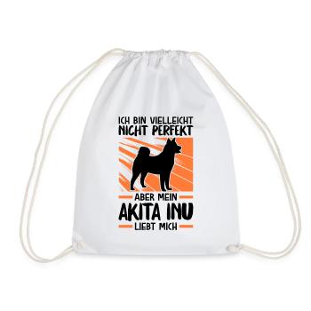 Mein Akita Inu liebt mich japanischer Spitz - Turnbeutel - Weiß - Vorne