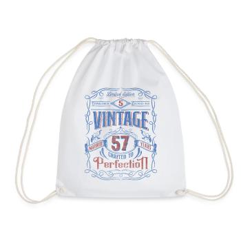 Vintage Crafted To Perfection 57th Birthday - Drawstring Bag - white - Front