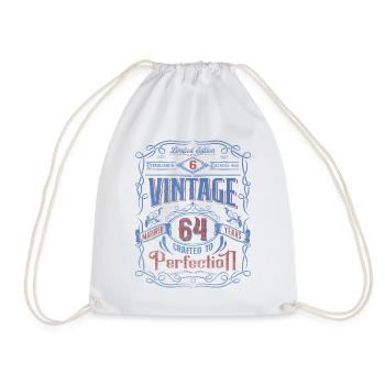 Vintage Crafted To Perfection 64th Birthday - Drawstring Bag - white - Front