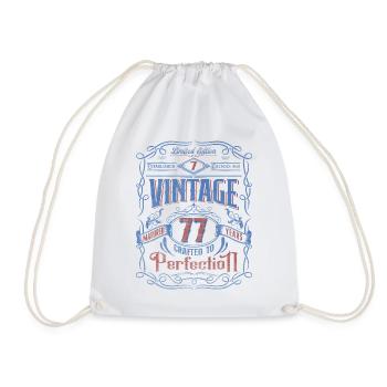 Vintage Crafted To Perfection 77th Birthday - Drawstring Bag - white - Front