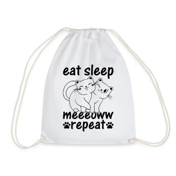 Cat Lover - Eat Sleep Meeeoww Repeat - Katzenbesit - Turnbeutel - Weiß - Vorne