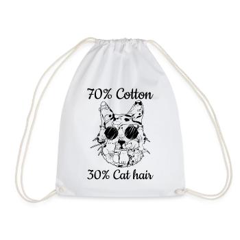 Cat Owner - 70% Cotton 30% Cat Hair - Funny - Drawstring Bag - white - Front