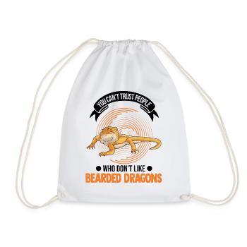 Bearded Dragon Pogona Gift - Drawstring Bag - white - Front