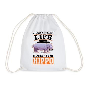 Hippo Gift Hippo Hippo Hippo - Drawstring Bag - white - Front