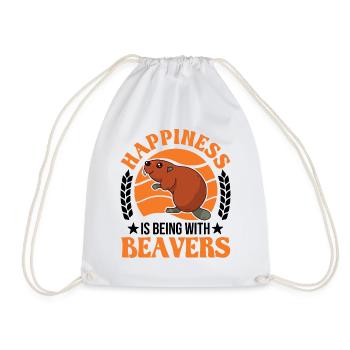 Happiness is being with Beavers Biber - Turnbeutel - Weiß - Vorne