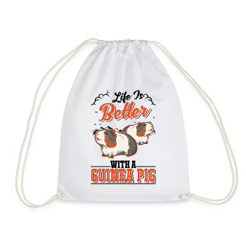 La vie est meilleure avec un cochon d’Inde Meerschweinchen - Sac de sport léger - blanc - Devant