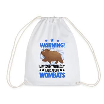 Warning May spontaneously talk about Wombats - Drawstring Bag - white - Front