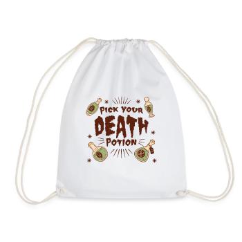 Aqua Tofana Skull Potion Mystery Fan Poison Bottle - Drawstring Bag - white - Front