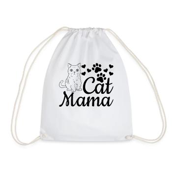 Cat Mom Cute Cat Mom Cat Lover - - Drawstring Bag - white - Front