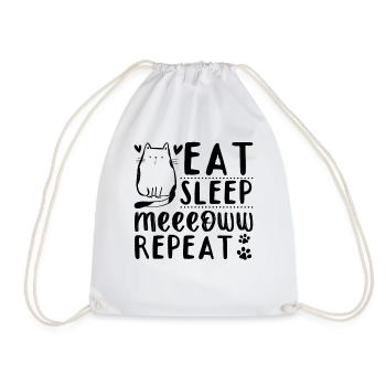 Cat Lover I Eat Sleep Meeeoww Repeat I Cute Cats - Turnbeutel - Weiß - Vorne