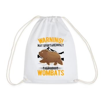 Warning May spontaneously talk about Wombats - Drawstring Bag - white - Front