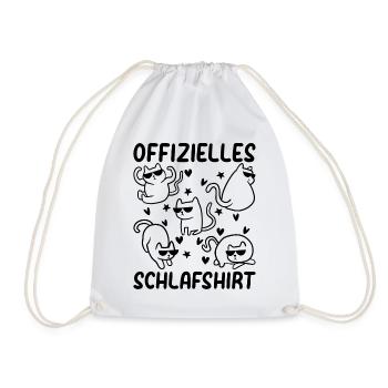 Katzen Schlafshirt Offizielles Katzen Schlafshirt - Turnbeutel - Weiß - Vorne