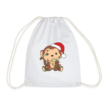 Singe Noël Animaux d’hiver Singes - Sac de sport léger - blanc - Devant