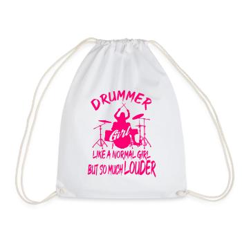 Drummer Girl Just A Normal Girl But So Much Louder - Drawstring Bag - white - Front