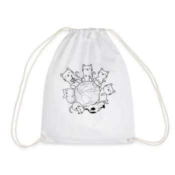 Cats On Earth I Cat Lovers Cats on Earth - Ni - Drawstring Bag - white - Front