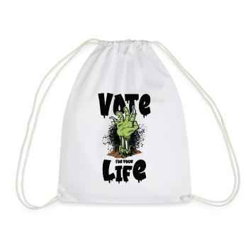 Halloween Voting Zombie Spooky Monsters Horror Fan - Drawstring Bag - white - Front